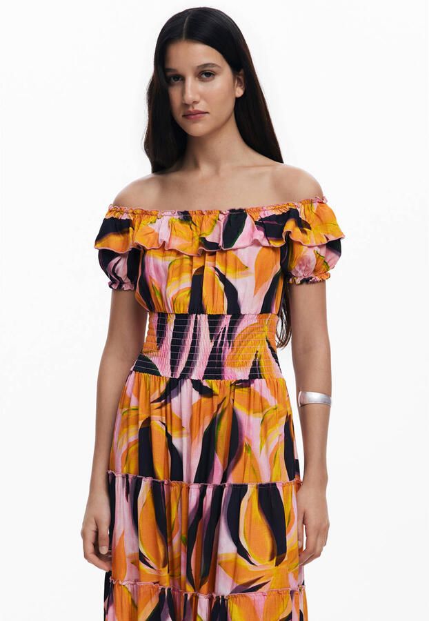 Desigual midi jurk oranje