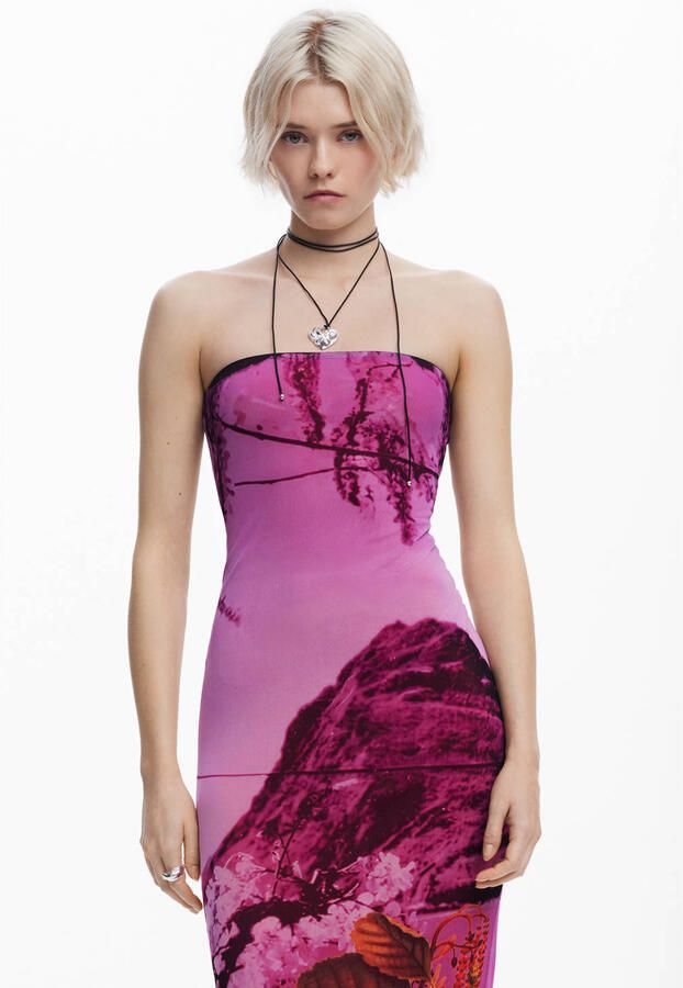 Desigual midi jurk roze