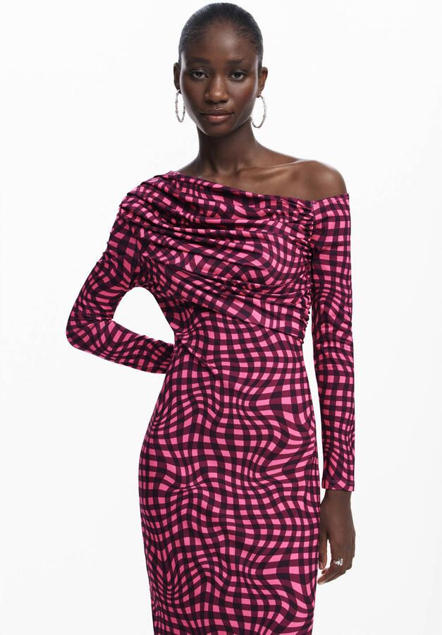 Desigual midi jurk roze