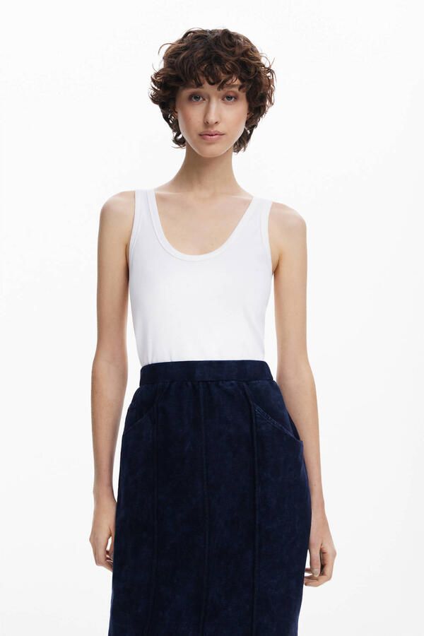 Desigual Blauwe Mouwloze Jurk met Voorzakken Blue Dames - Foto 3