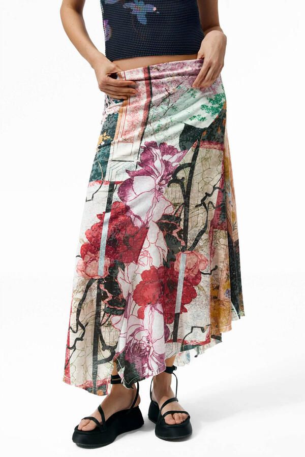 Desigual midi rok met print meerkleurig