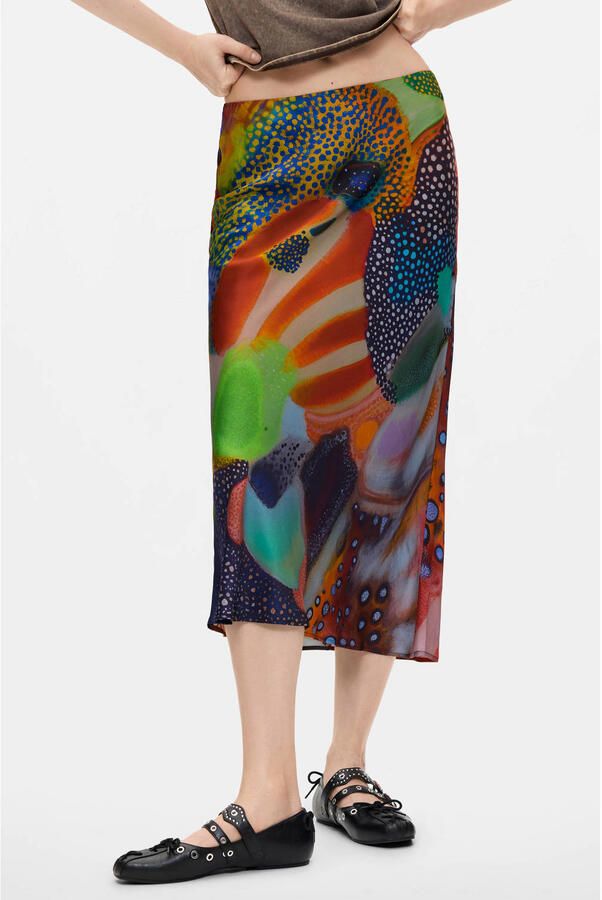 Desigual midi rok met print meerkleurig