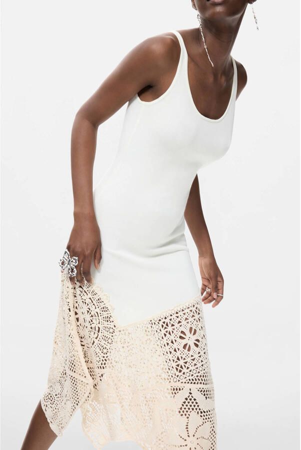 Desigual midi zomerjurk ecru - Foto 3