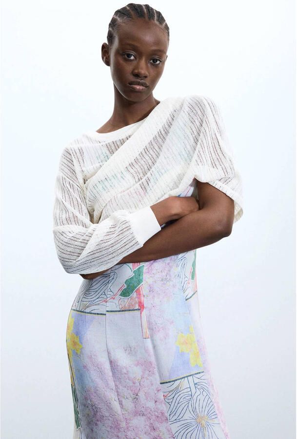 Desigual midi zomerjurk met print en linnen meerkleurig
