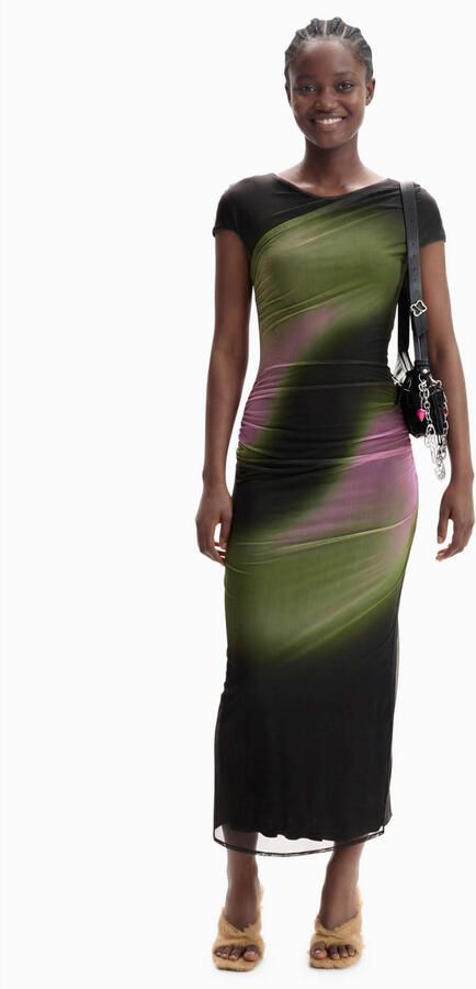 Desigual midi zomerjurk met print groen