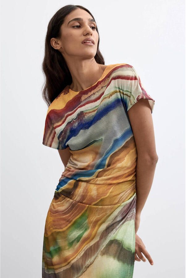 Desigual midi zomerjurk met print meerkleurig - Foto 3