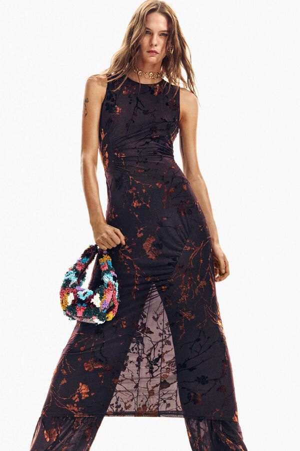 Desigual midijurk met all over print zwart