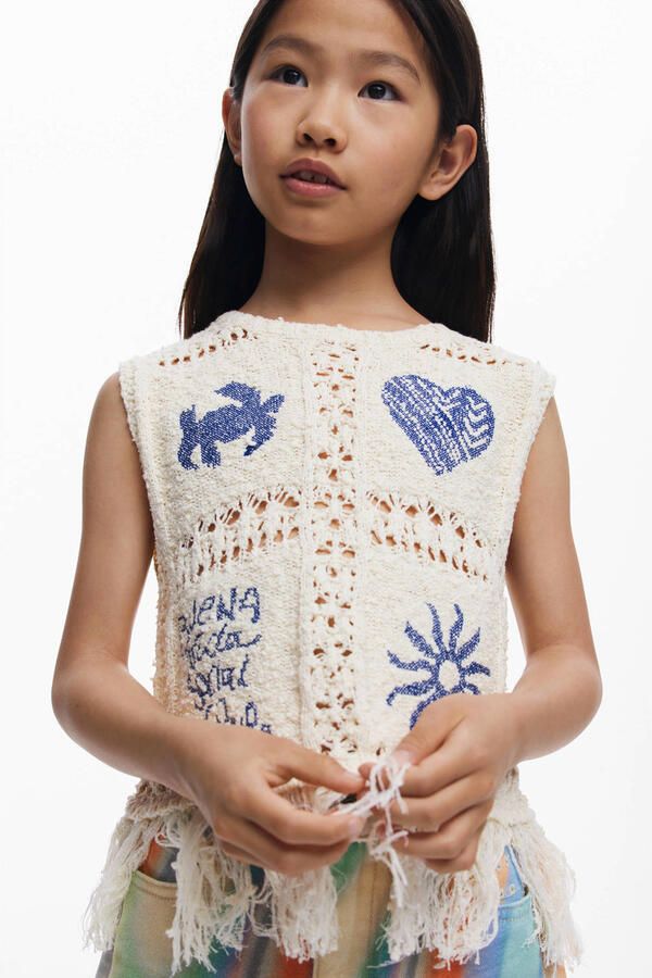 Desigual mouwloze top ecru