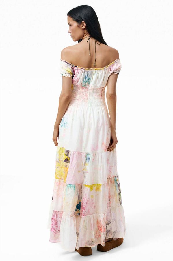 Desigual off shoulder midi jurk met print meerkleurig - Foto 3
