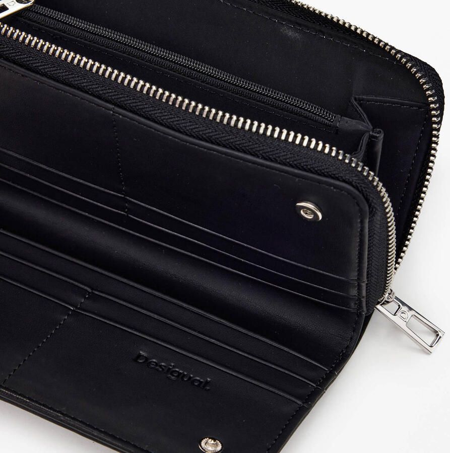Desigual Gestreepte ritssluiting portemonnee met binnenzakken Black Dames