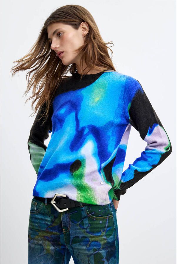 Desigual pullover met print blauw