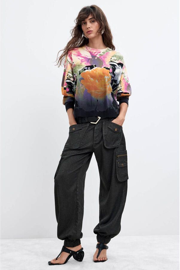 Desigual pullover met print en kasjmier meerkleurig