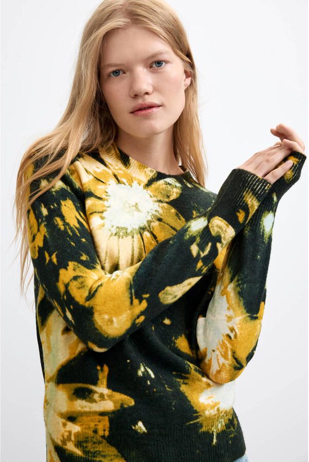 Desigual pullover met print groen