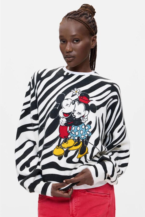 Desigual pullover met zebraprint zwart