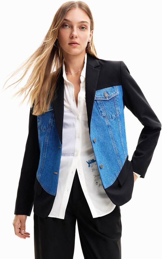 Desigual Blauwe Button-Front Blazer met Zakken Blue Dames - Foto 3