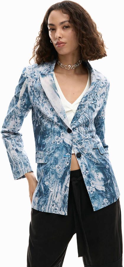 Desigual regular blazer blauw
