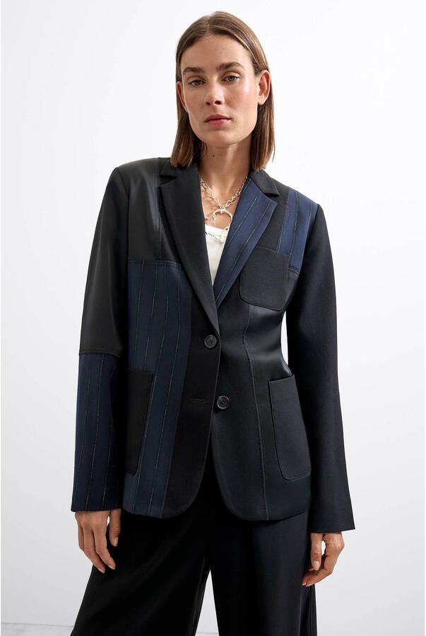 Desigual regular blazer met print blauw