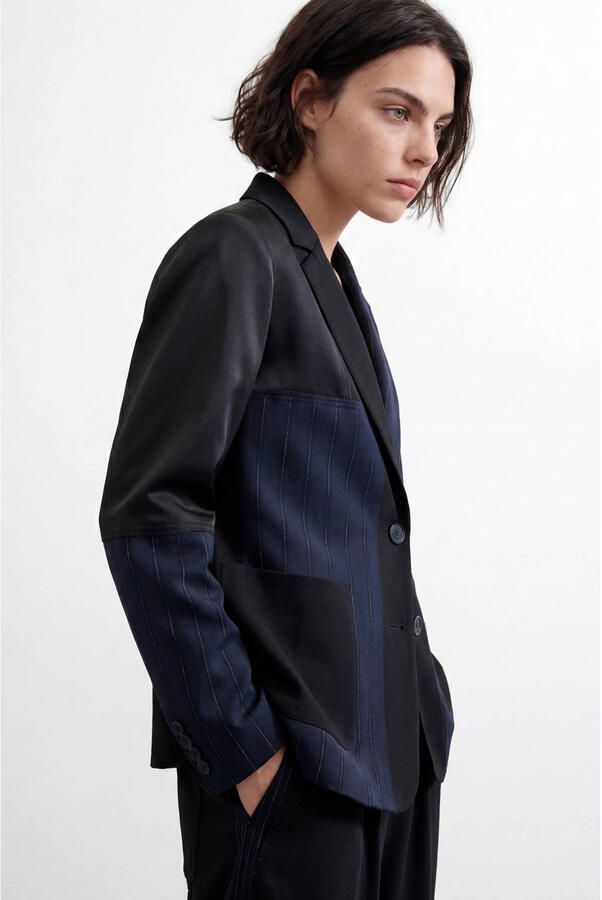 Desigual regular blazer met print blauw - Foto 2