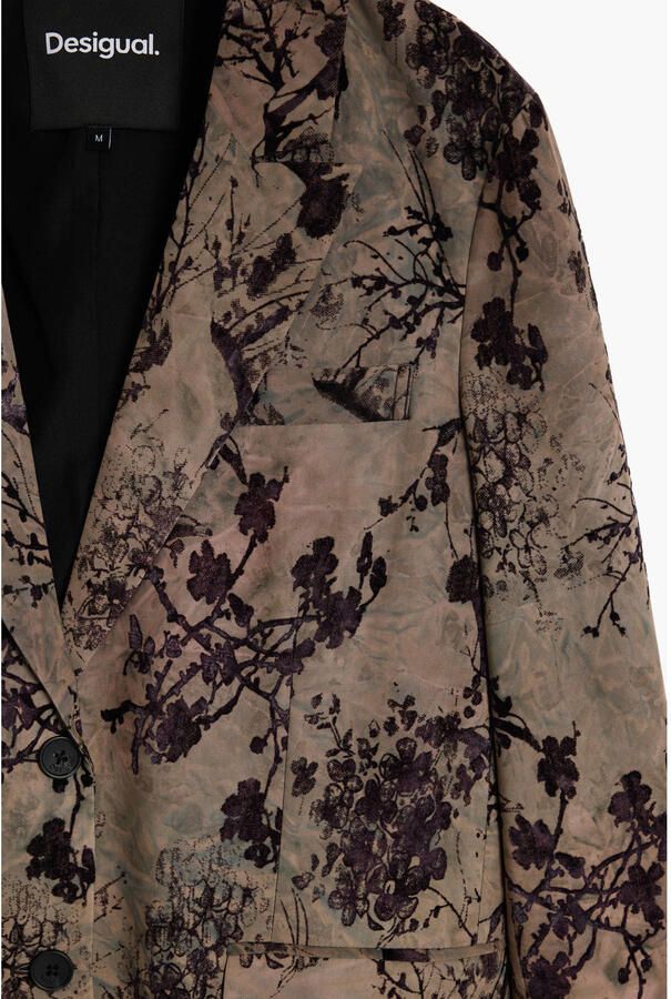 Desigual regular blazer met print grijsbruin - Foto 2