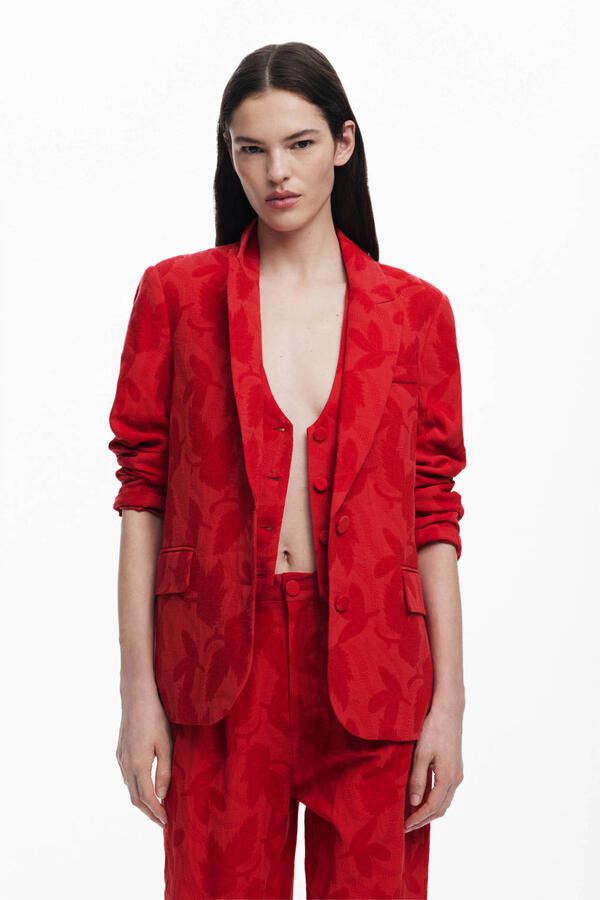 Desigual Rode Geknoopte Blazer Lente Zomer Vrouwen Red Dames - Foto 3