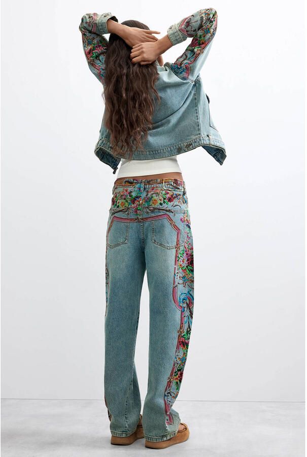 Desigual regular fit barrel jeans met print blauw - Foto 2