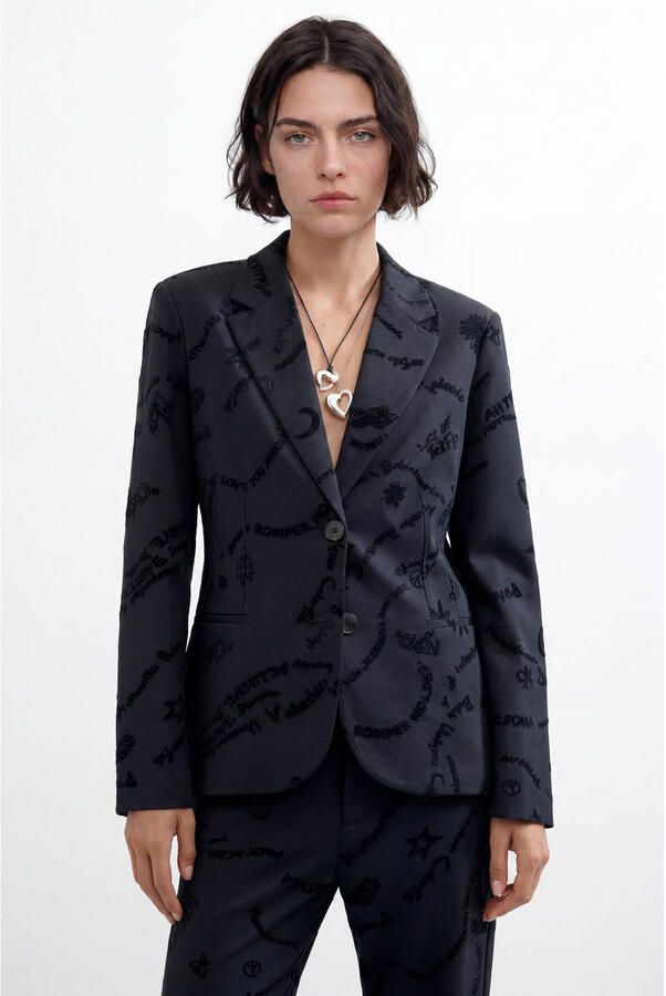 Desigual regular fit blazer met print zwart - Foto 2