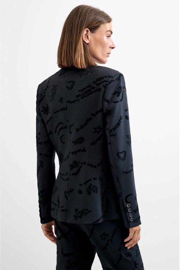 Desigual regular fit blazer met print zwart - Foto 3