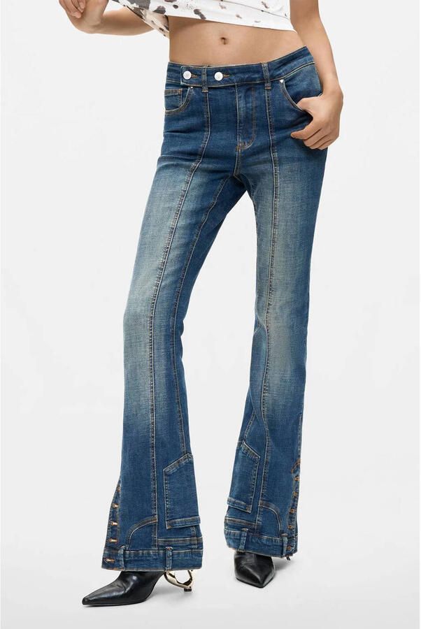 Desigual regular fit flared jeans donkerblauw