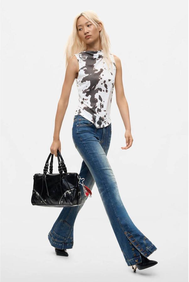 Desigual regular fit flared jeans donkerblauw - Foto 2