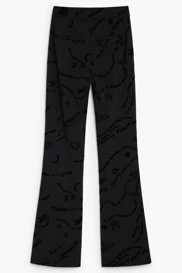 Desigual regular waist flared broek met print zwart - Foto 3