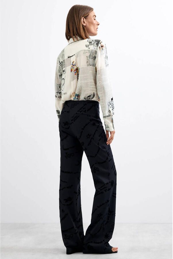 Desigual regular waist flared broek met print zwart - Foto 2