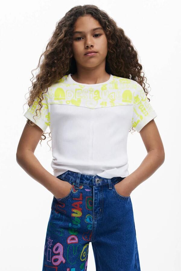 Desigual regular waist wide leg jeans met print donkerblauw - Foto 2