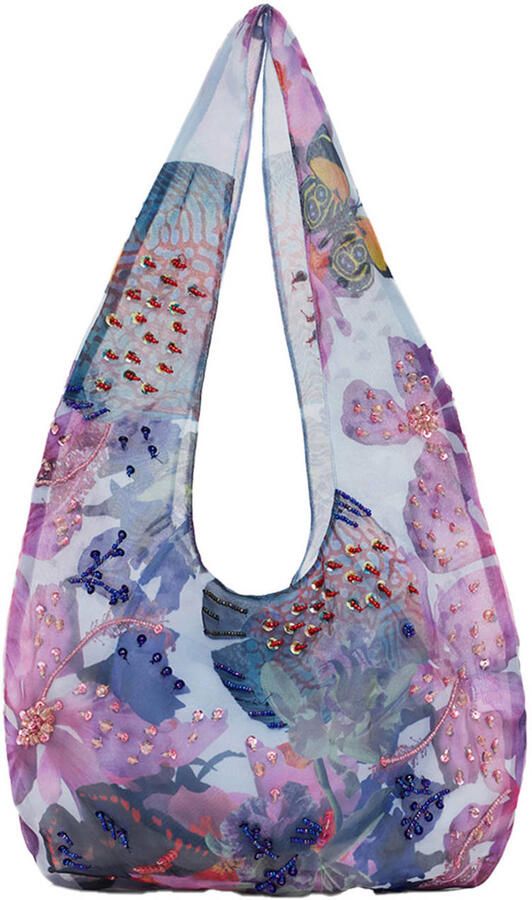 Desigual schoudertas met all over print paars - Foto 2