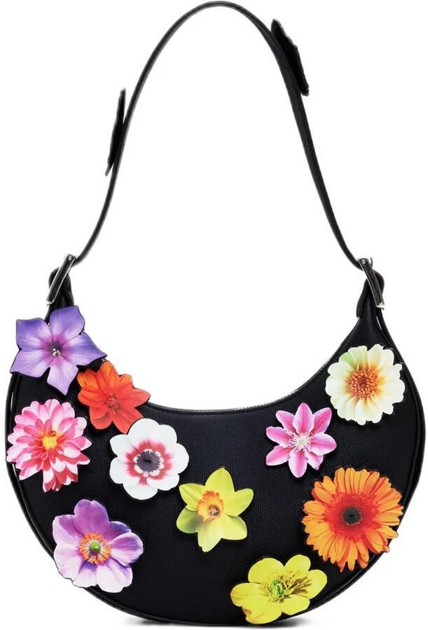Desigual schoudertas met bloemen zwart