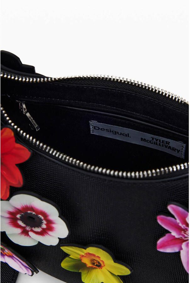 Desigual schoudertas met bloemen zwart - Foto 2