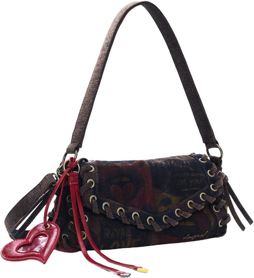 Desigual schoudertas met print donkerbruin - Foto 3