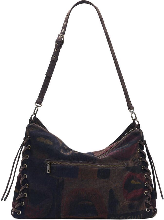 Desigual schoudertas met print donkerbruin - Foto 3