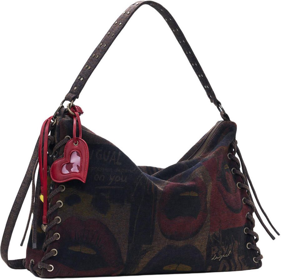 Desigual schoudertas met print donkerbruin - Foto 2
