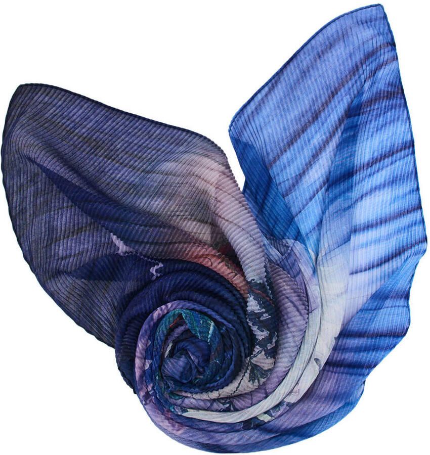Desigual sjaal met bloemen blauw