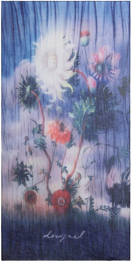 Desigual sjaal met bloemen blauw - Foto 3
