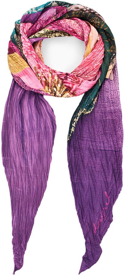 Desigual sjaal met bloemen paars