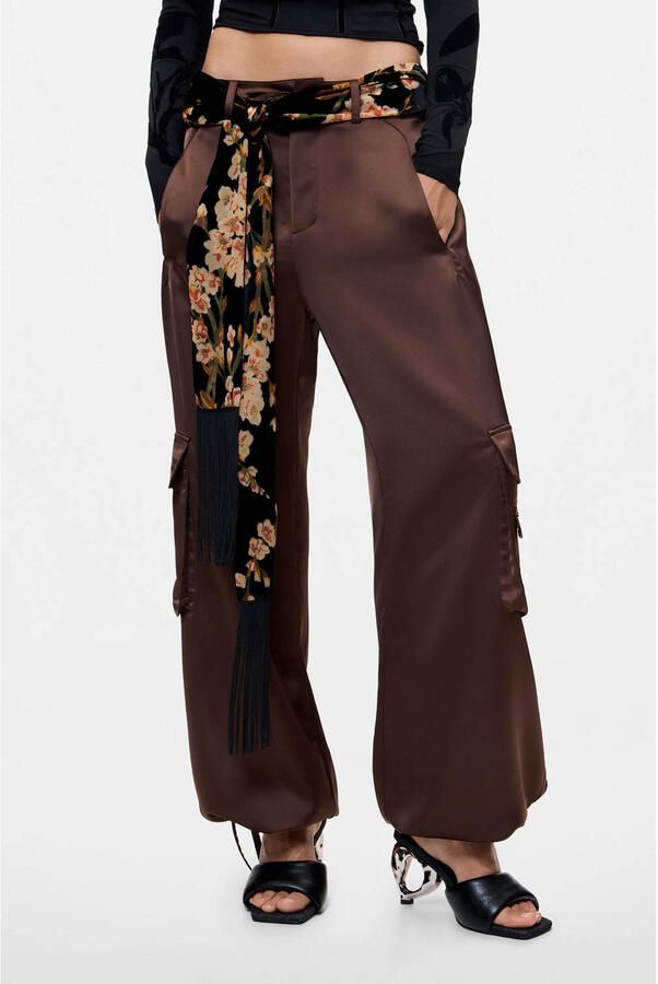 Desigual sjaal met bloemen zwart multi - Foto 3