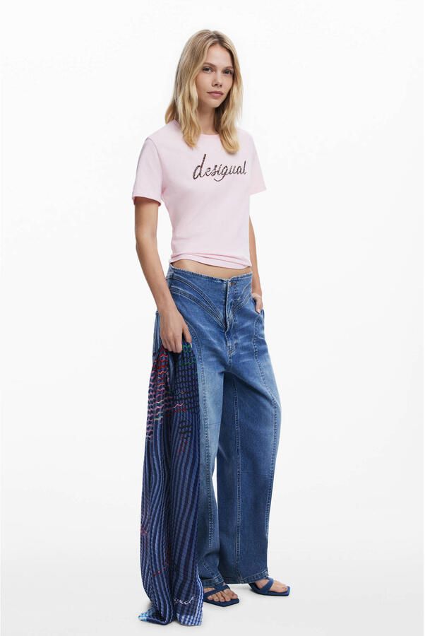 Desigual sjaal met bloemenprint blauw