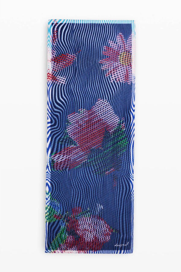 Desigual sjaal met bloemenprint blauw - Foto 2