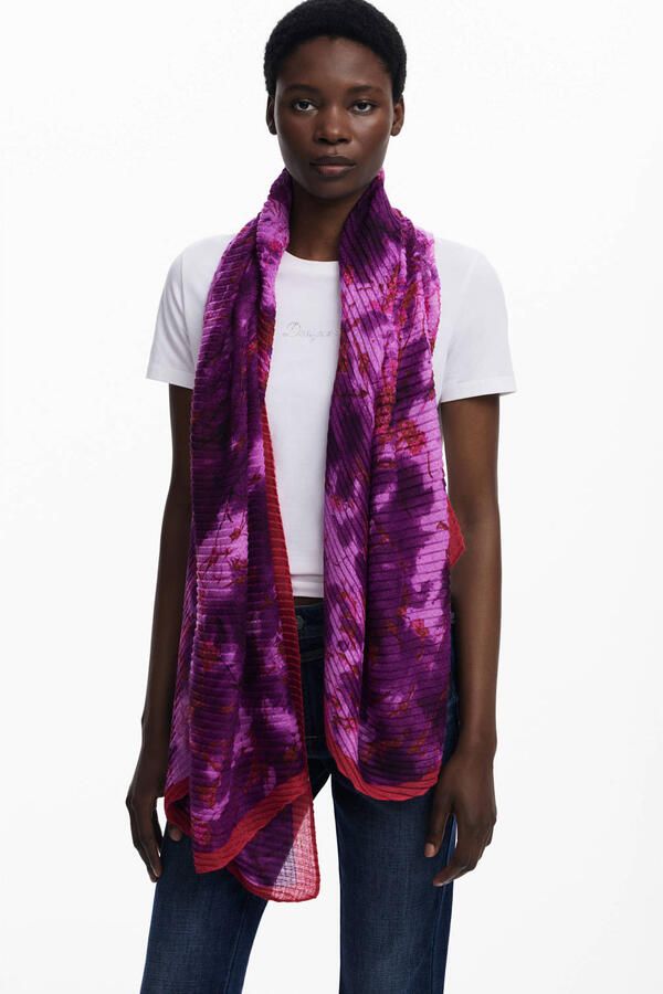 Desigual sjaal met bloemenprint paars