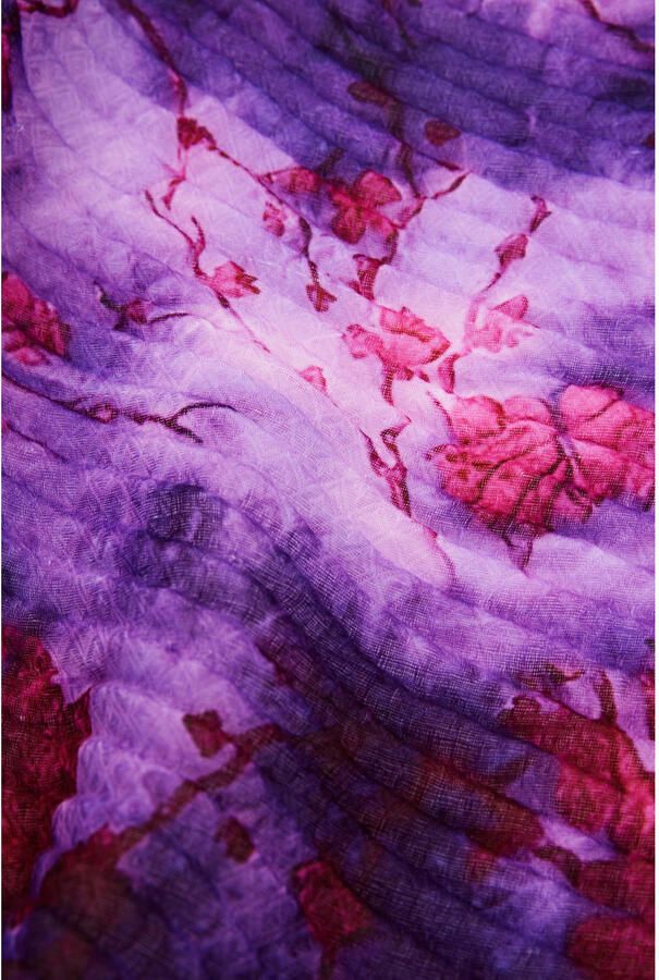Desigual sjaal met bloemenprint paars - Foto 2