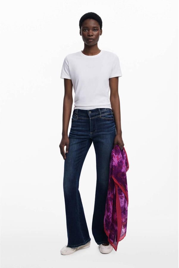Desigual sjaal met bloemenprint paars - Foto 3