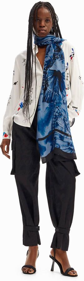 Desigual Blauwe Bedrukte Sjaal Herfst Winter Vrouwen Blue Dames - Foto 2