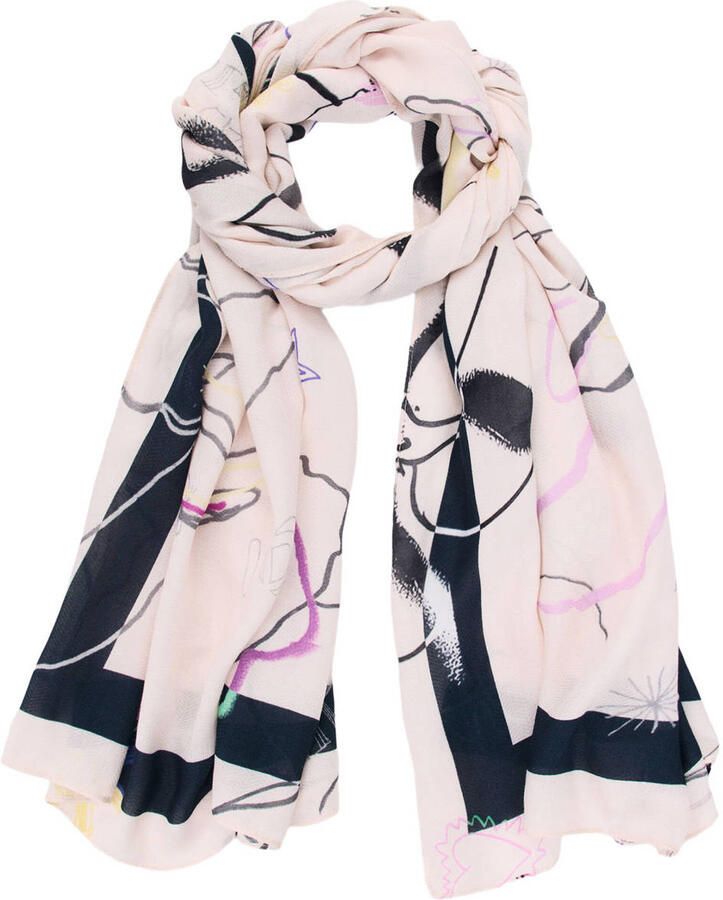 Desigual sjaal met print beige