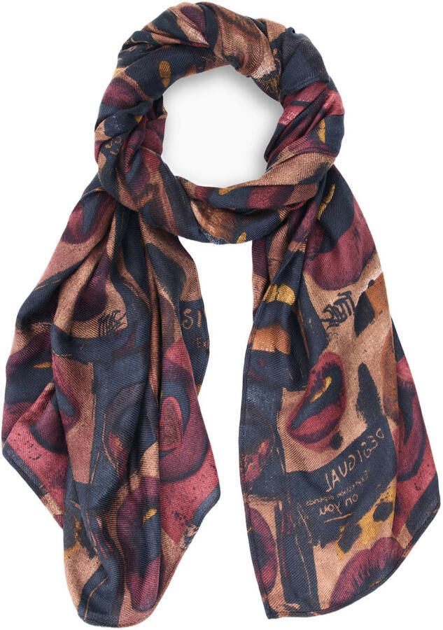 Desigual sjaal met print donkerrood